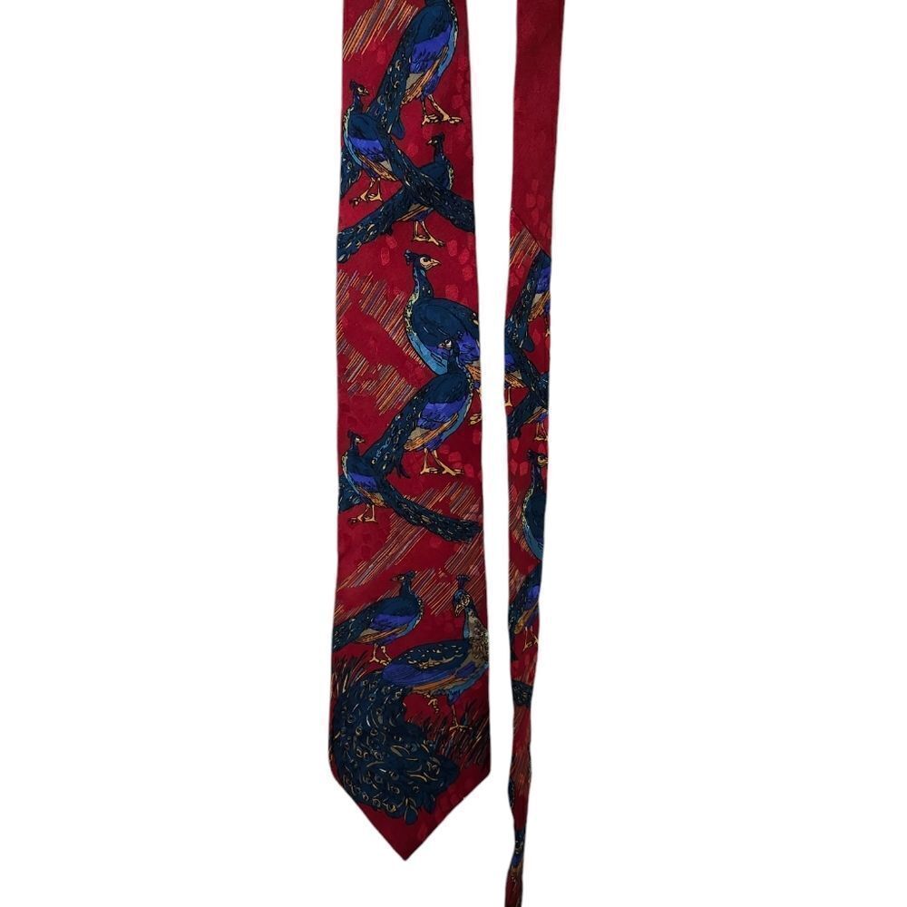 World Wide Wildlife tie The Asian Blue Peacock iridescent feathers‎ #199